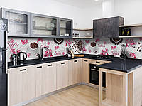 Наклейка виниловая кухонный фартук Zatarga Кофе и Розовые цветы 650х2500 мм GT, код: 5570143
