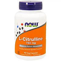 L-Цитруллин 750мг, Now Foods, L-Citrulline, 90 капсул CS, код: 6824748