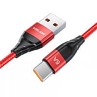 Кабель USLION US0171 USB for Type-C 1 м 6 A 66 Вт Fast Charging Red CP, код: 7672779