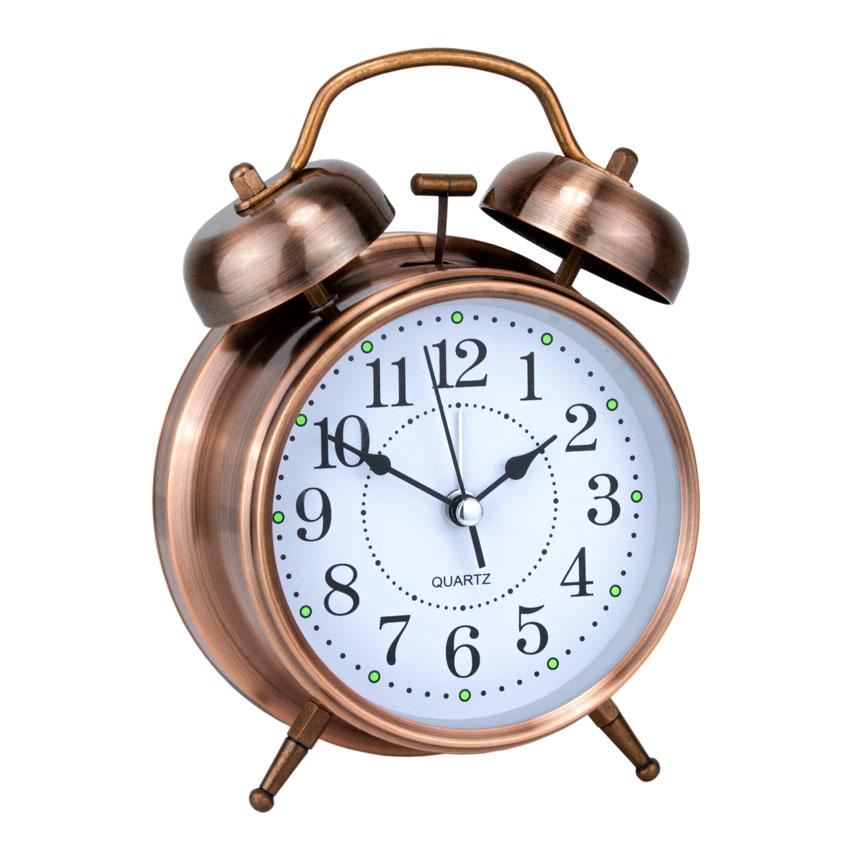 Годинник настільний Clock з будильником Мойн Класик Тихий хід 16х11,5х5,5 см Мідний (16282) SC, код: 6489070