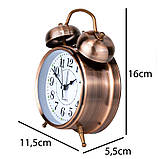Годинник настільний Clock з будильником Мойн Класик Тихий хід 16х11,5х5,5 см Мідний (16282) SC, код: 6489070, фото 4