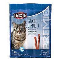 Лакомство для кошек Trixie 42725 Premio Quadro-Sticks лосось форель 5 штx5 г (4011905427256) SB, код: 7573609