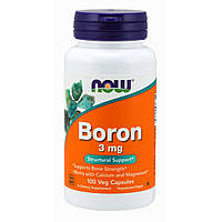 Бор, 3 мг, Boron 3 mg, Now Foods, 100 вегетарианских капсул GM, код: 6827131