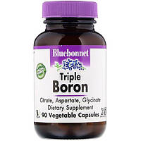 Микроэлемент Бор Bluebonnet Nutrition Triple Boron 3 mg 90 Veg Caps BLB0685 GM, код: 7517543