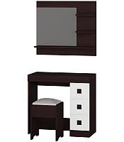 Туалетный столик c зеркалом и пуфом Эверест Соната (к-кт) венге + белый EM, код: 6542210