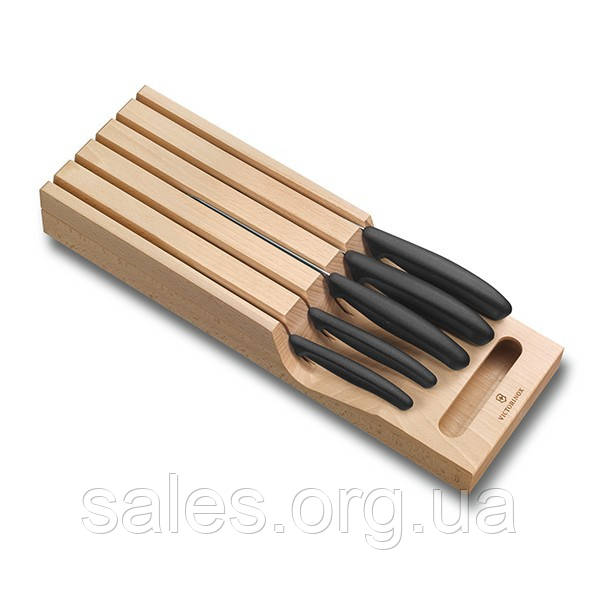 Набір кухонних ножів і підставки Victorinox Swiss Classic In-Drawer 6 предметів Чорні (6.714 SC, код: 1709182
