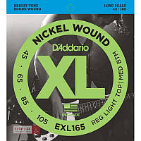 Струны для бас-гитары D'Addario Nickel Wound EXL165 Custom Light 4-String Bass 45 105 SP, код: 6555988