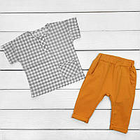 Костюм детский nature рубашка и штаны Dexters 74 см серый (13104501661) US, код: 8334503