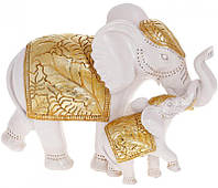 Фигурка интерьерная 23.5х11х17 см White-Gold Слон со Слонёнком Bona DP118550 MY, код: 7523404