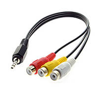 Кабель аудио-видео Lucom Jack 3.5mm 4pin-RCAx3 M F 0.25m AV V-L-R-Gnd Черный (62.09.8329) PM, код: 8345682