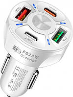 Зарядний пристрій автомобільний Xiamen 2 USB 2Type-C PD20W QC 3.0 White (050552) SC, код: 8404654