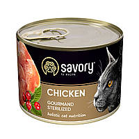 Корм Savory Cat Adult Sterilized Chicken влажный с курицей для стерилизованных котов 200 гр MY, код: 8452023