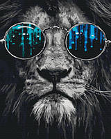 Раскраска по номерам лев Картина по номерам Лев в очках Животные картины по номерам 40х50 Brushme BS26783