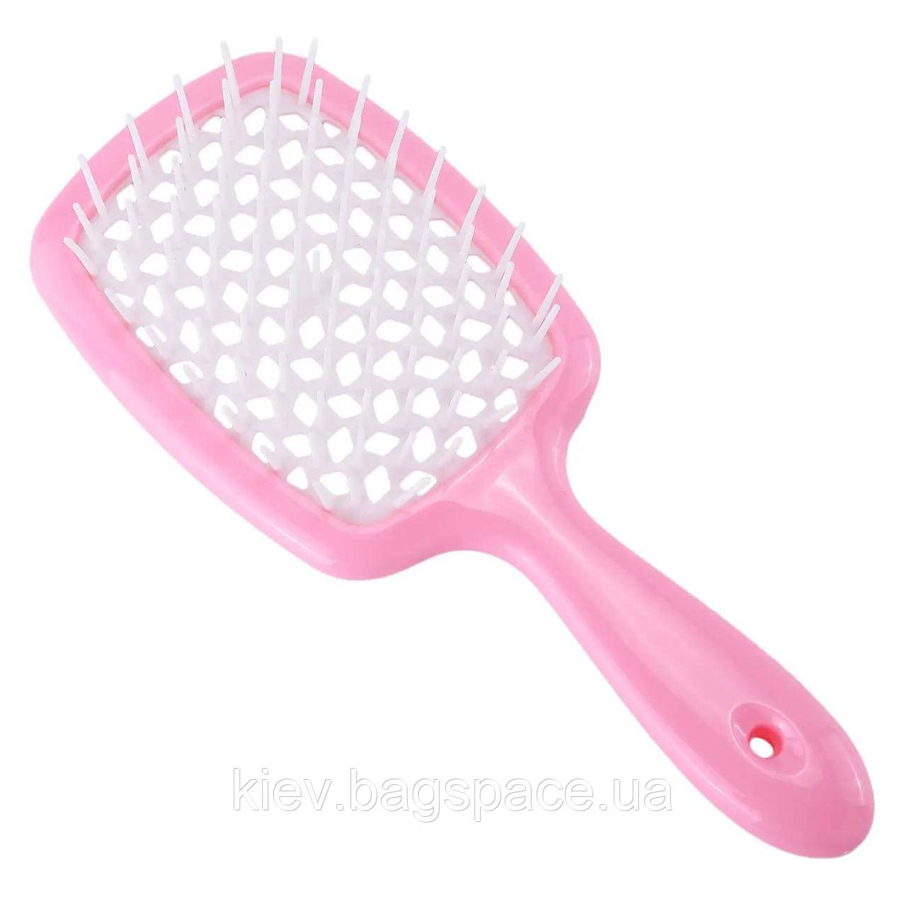 Гребінець пластиковий для волосся Stenson 521-1 рожевий з білим KB, код: 8398547