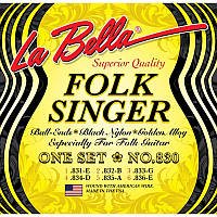 Струни для класичної гітари La Bella 830 Folksinger Black Nylon Golden Alloy Medium SC, код: 6555308