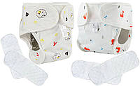 Набор детских подгузников с бортиками многоразовые со сменными вкладышами 2Life L Белый (v-11 OB, код: 8404589