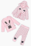 Костюм малышка для девочки Mini Papi 6636 реглан + кофта + штаны 62 см Розовый (2000989642480 TN, код: 8310229