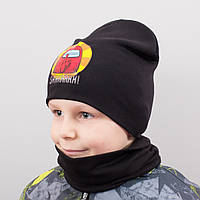 Детская шапка с хомутом КАНТА SHHH размер 52-56 черный (OC-597) EV, код: 6489571