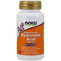 Гиалуроновая кислота NOW Foods Hyaluronic Acid Double Strength 100 mg 60 Veg Caps GT, код: 7518393