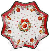 Тарелка Рождественский орнамент диаметр 25см DP65798 BonaDi SM, код: 8382577