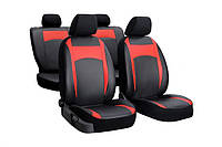 Авточехлы из эко кожи Peugeot 208 2012- POK-TER Design Leather с красной вставкой TV, код: 8448793