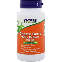 Витекс NOW Foods Chaste Berry Vitex 300 mg 90 Veg Caps US, код: 7518295