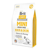 Сухой корм для взрослых собак миниатюрных пород Brit Care Mini Grain Free Hair Skin 2 кг (85 SM, код: 7567854