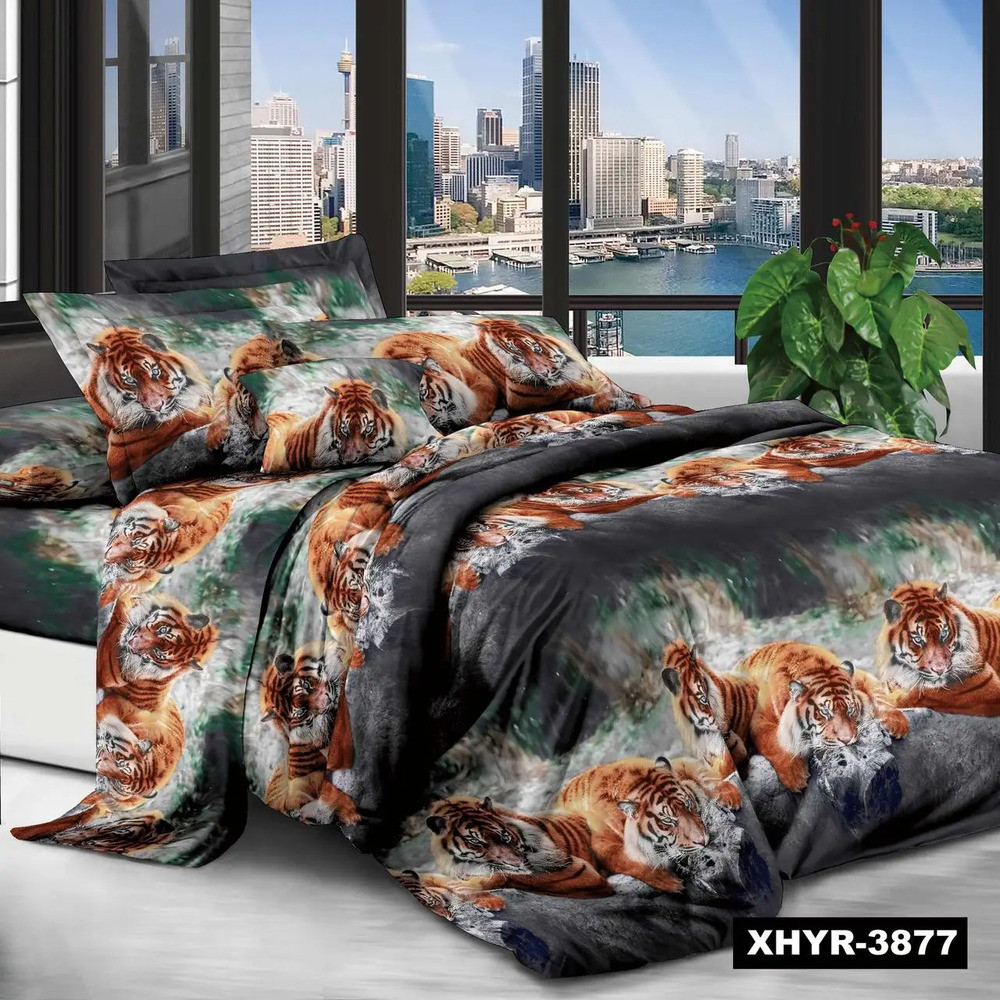 Євро комплект постільної білизни 200*220 Бязь Економ бавовна поліестер (22588) Красиві постільні комплекти, фото 1