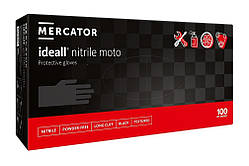 Рукавиці міцні нітрилові Mercator Medical Ideall Nitrile Moto M Чорні 100 шт (00-00000157 SC, код: 8246427