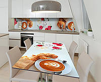 Наклейка 3Д виниловая на стол Zatarga «Ароматные круасаны» 650х1200 мм для домов, квартир, ст FS, код: 6441643