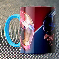 Чашка Fan Girl Железный человек против Капитана Америки Марвел - Marvel (15770) 330 мл Голубо ML, код: 7599517