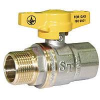 Кран кульовий для газу Santan PREMIUM 607, 1 2, зовнішній, внутрішній, жовтий метелик TE, код: 8209507