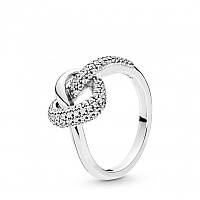 Серебряное кольцо Pandora Сплетенное сердце 198086CZ FG, код: 7361415
