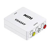 Конвертер переходник RIAS VGA to RCA (AV) CVBS видео с аудио 1080P White (3_01790) MP, код: 7812658