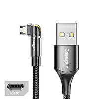 Зарядний кабель ESSAGER USB з обертовим конектором Micro USB 3 A 1метр EM, код: 8382019