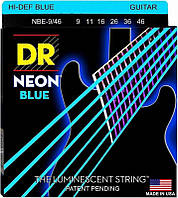 Струны для электрогитары DR NBE-9 46 Hi-Def Neon Blue K3 Coated Light Heavy Electric Guitar S EV, код: 6556097