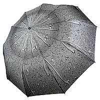 Жіноча парасолька напівавтомат Краплі дощу від SL на 10 спиць сіра ручка 01605Р-4 SC, код: 8258069
