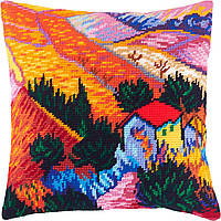 Набір для вишивання декоративної подушки Чарівниця Пейзаж з будинком і робітником В. ван Гог IX, код: 7243112