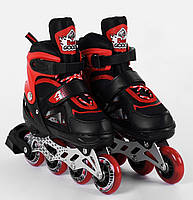 Роликовые коньки свет на переднем колесе Best Roller PU колёса 30-33 Red Black (98927) PS, код: 7547606