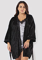 Комплект Мелисса халат+пеньюар Ghazel 17111-67 Черный халат Серый пеньюар 48 GT, код: 7358161