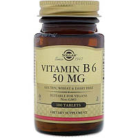Пиридоксин Solgar Vitamin B6 50 mg 100 Veg Tabs FT, код: 7527184