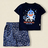 Комплект для мальчика Dexters шорты футболка акуленок 74 см темно-синий (131697968985) ML, код: 8335810