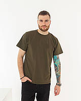 Мужская стильная качественная футболка хаки, модная летняя мужская молодежная футболка