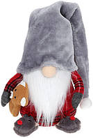 Декоративная игрушка Гномик с медведем 71 см серый с красным BonaDi DP219346 TT, код: 8260417