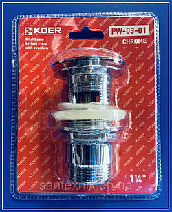 Донний клапан для раковини Click-Clack 1 1/4" хром KOER PW-03-01