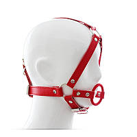 Маска з ремінців з кляпом O-ring Gag Harness Red Bdsm4u FG, код: 8370745