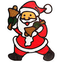 Силіконова наклейка на скло Санта Клаус з дзвіночками Bambi 13-63-09 20 х 15 см SC, код: 8247700