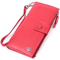 Женский вертикальный кошелек-клатч из натуральной кожи ST Leather 22536 Красный ML, код: 8389017