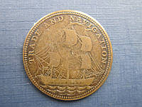 Монета токен 1/2 пінні Канада 1820терапія та мореплавлення корабель вітрильник