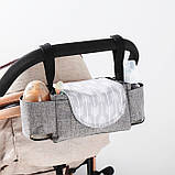 Набір підвісна сумка для коляски 35х11х15 см Сіра та пляшка-ложка для годування Жовтогаряча (SP, код: 2735058, фото 3